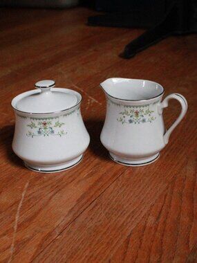 Vintage Cotillion (by International China) "Juliet" Creamer & Sugar Bowl Set